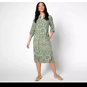 Denim & Co. Canyon Retreat Button Front Messa Shirt Dress size XL